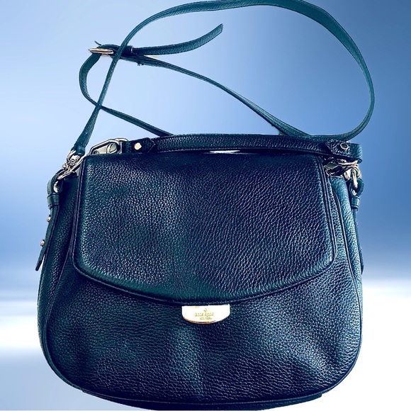 Kate Spade ♠️ Black Flap Pebbled Leather Bag - Picture 2 of 6